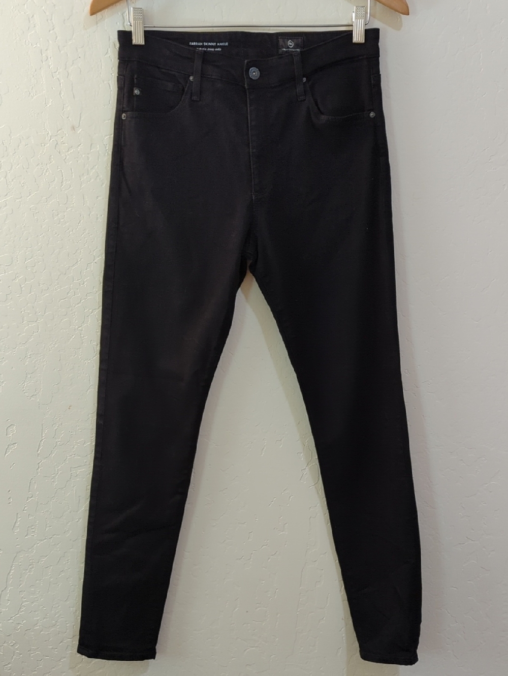 AG Jeans Super Black Farrah High Rise Skinny Jeans Size 29R - Picture 5 of 16